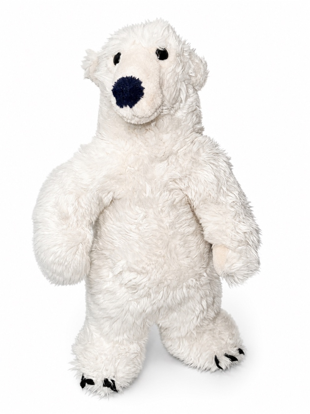 White Polar Bear Plush Stuffed Animal Soft Fluffy Teddy Toy Black Nose 16.5”